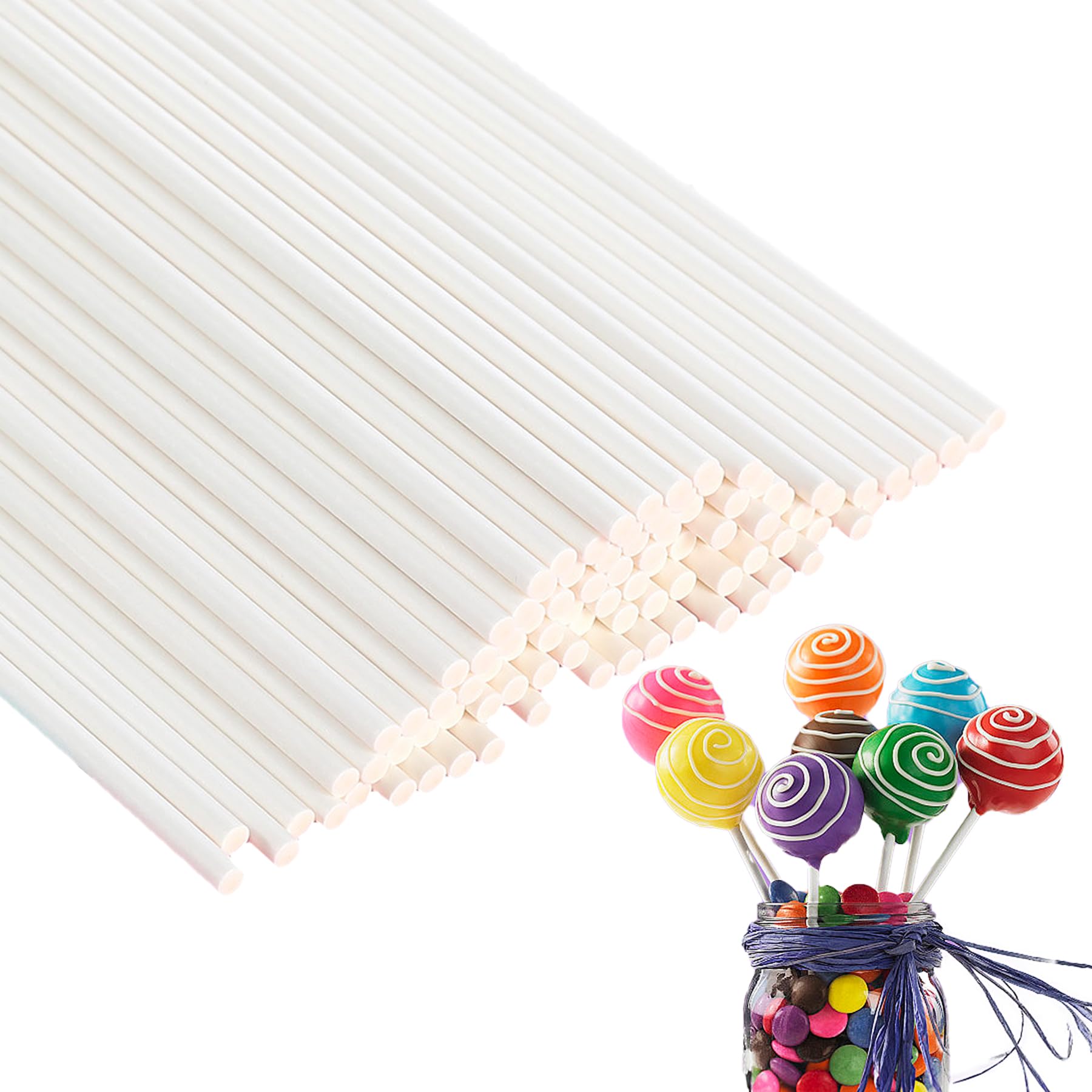 50Pcs Cake Pop Kit, Topper Sticks, Lollipop Sticks for Cake Pops, Candies, Chocolates, Cookies & Dessert, 15cm*3.5mm