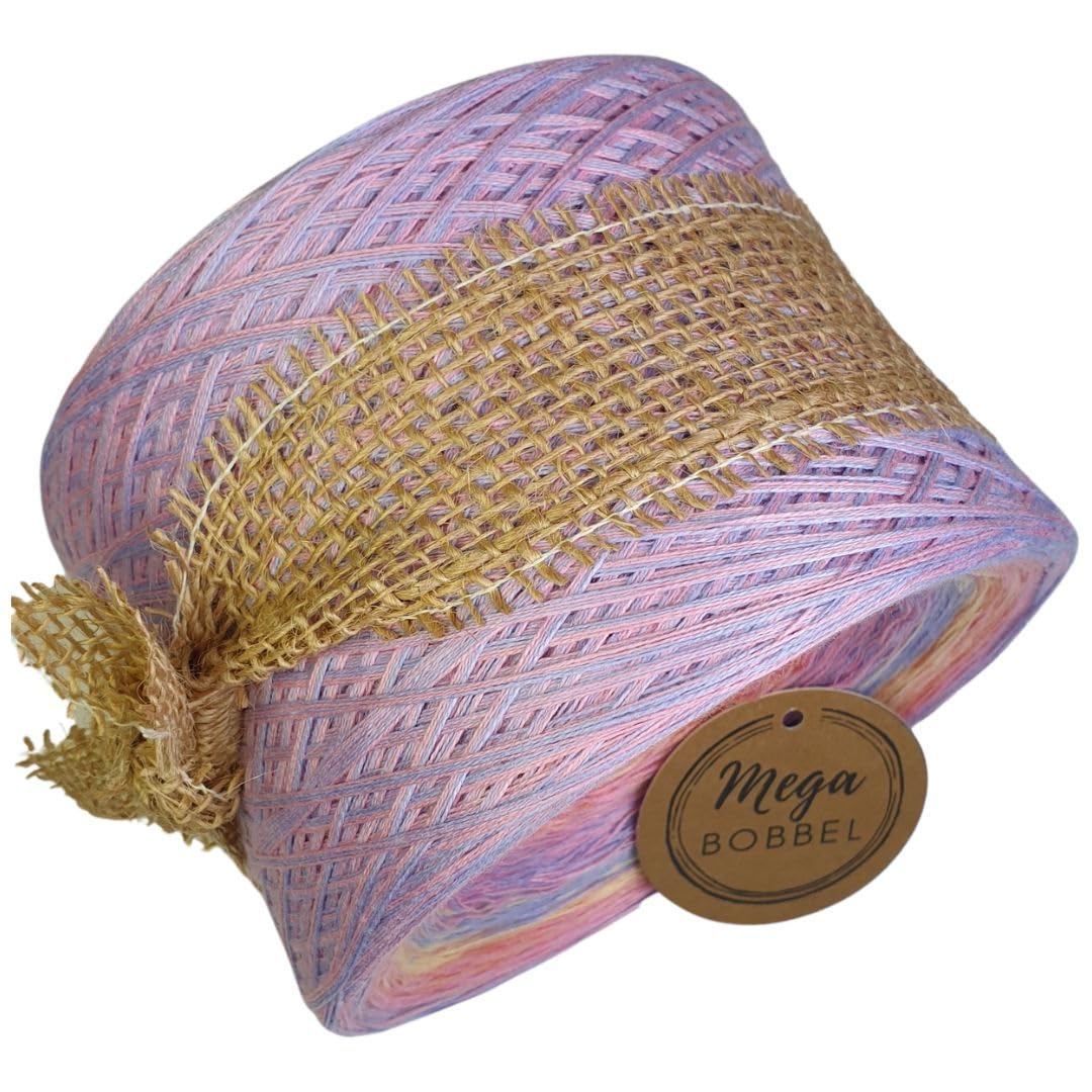 MegaBobbel*Strudel mit Quarz & Magic*A505* (Außenfarbe: Rosa+Magic) Farbverlaufsgarn - Lace Garn Bobbel Wolle zum Häkeln & Stricken - 50% Baumwolle/50% Polyacryl (4 fädig, 3750m)