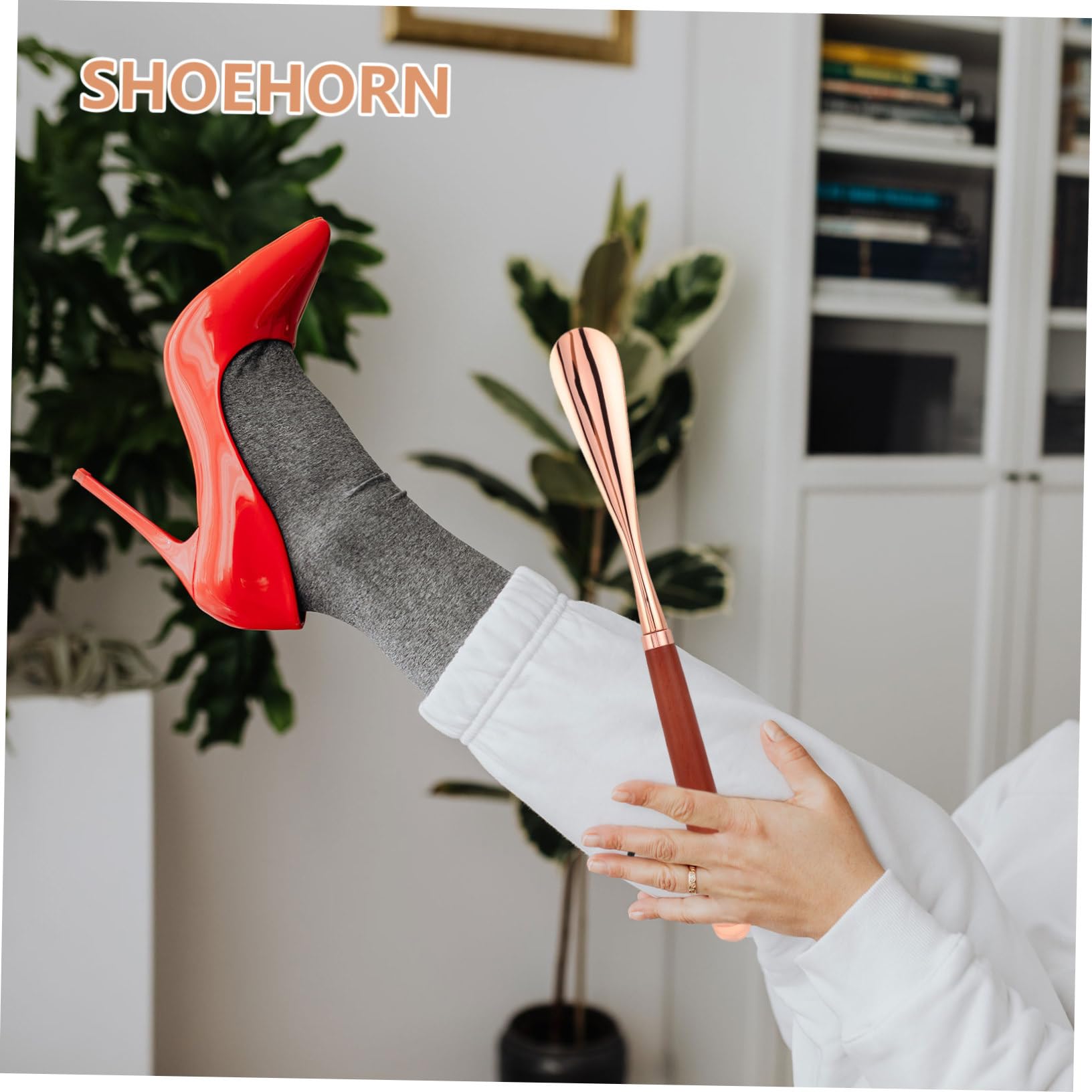 Healvian Calzascarpe in Metallo Leone Decorativa Per e Scarpe Alte Strumento Portatile Per Indossare Scarpe Per Anziani Ragazzo Incinte
