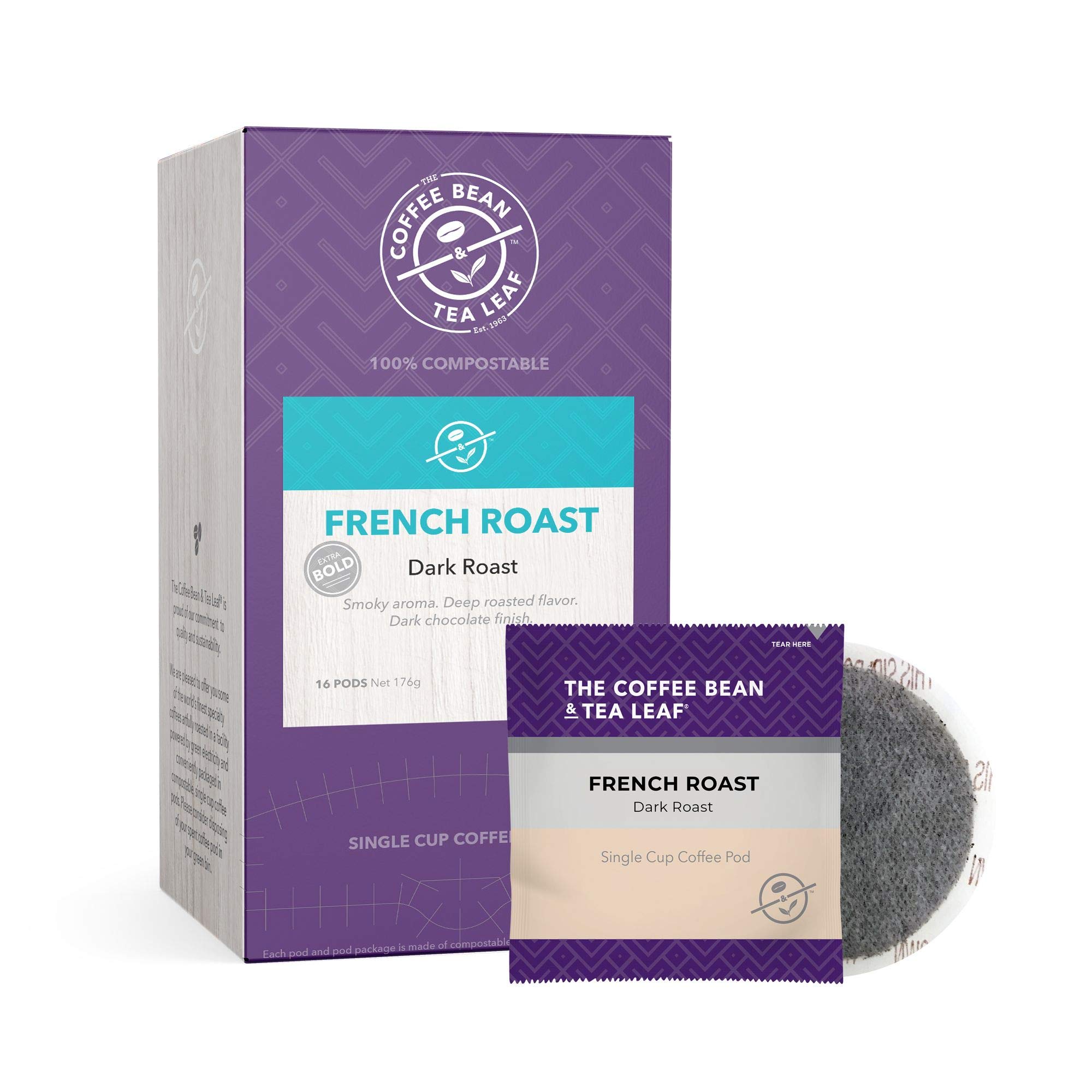 The Coffee Bean & Tea Leaf French Dark Roast, Single Cup Soft Pod, 16 Count (Pack of 6)