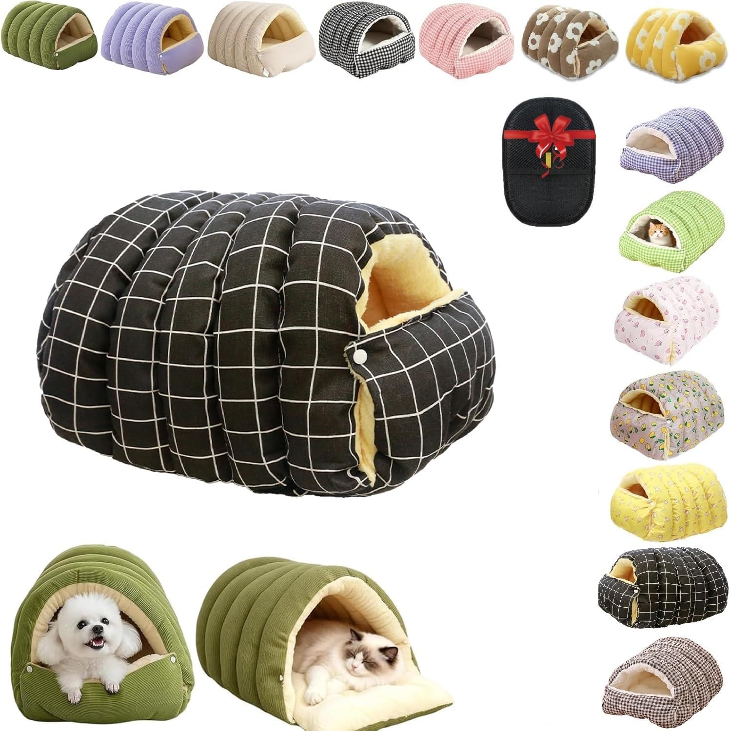 Removable and Washable Winter Closed-Off Cat Bed, Cozy Monster Cat Bed