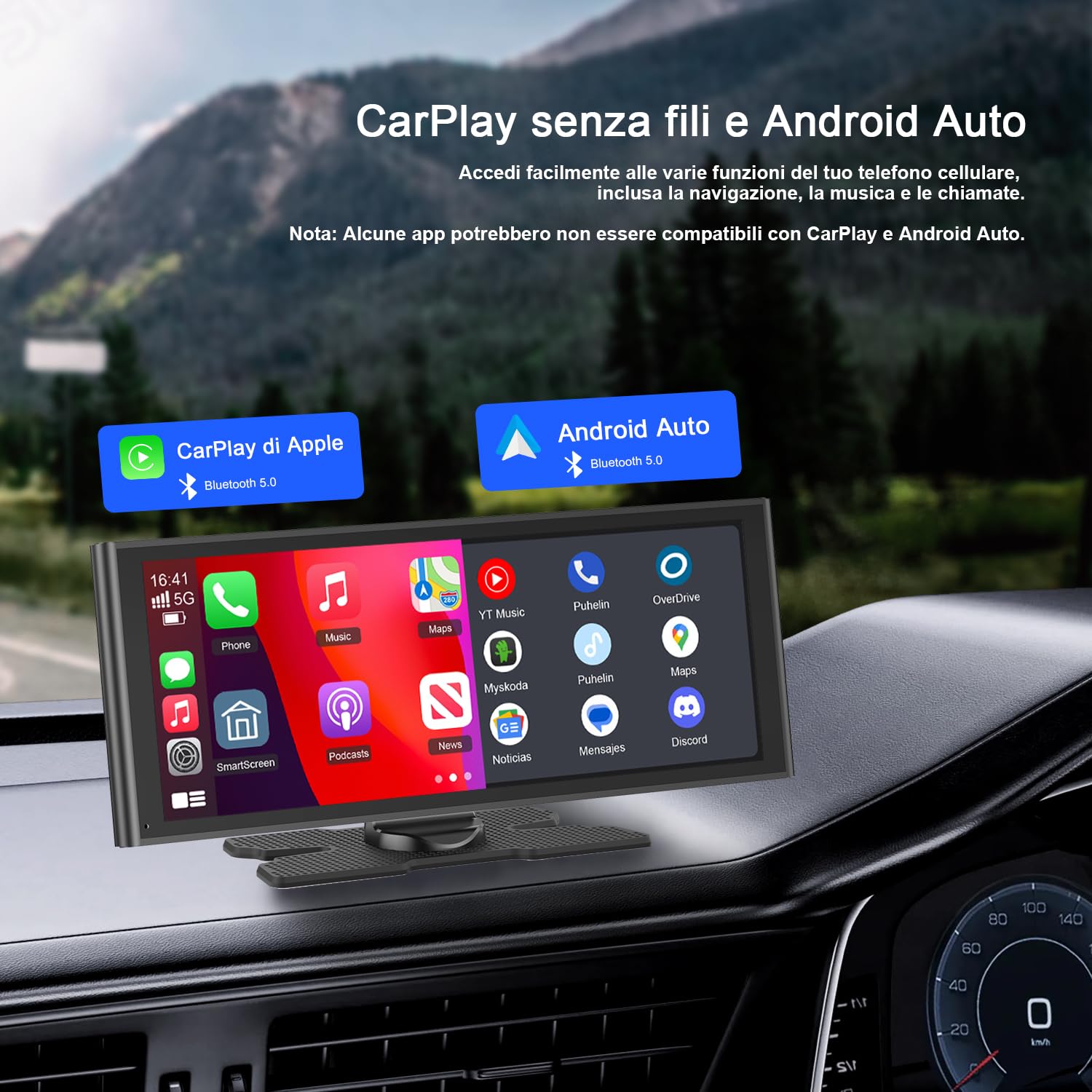 Avylet Carplay Wireless Andriod Auto, schermo per auto IPS 9.26" con telecamera di backup, Stereo Auto con navigazione GPS, controllo vocale, schermo touch, Bluetooth, Mirror Link, FM, AUX