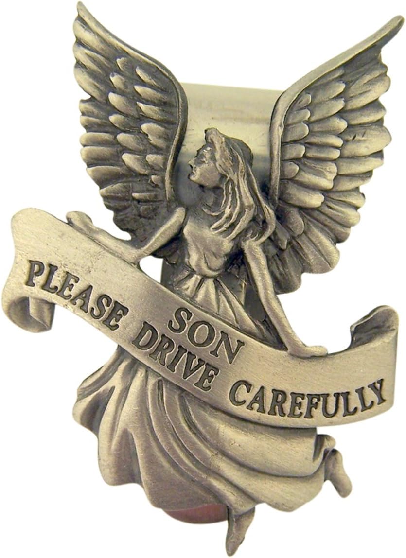 Pewter Guardian Angel with Grandson Never Drive Faster