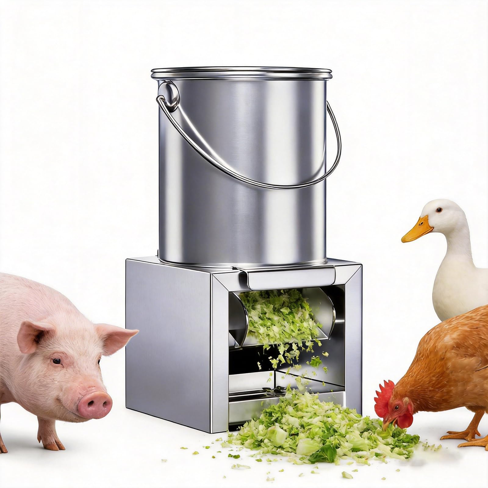 ZTGL 1800w Electric Vegetable Chopper Shredder, Small Household Poultry Feed, Heavy-Duty Stainless Steel Animal Feed Grinder, Poultry Feed Processor For Chicken Duck Processing,1800W