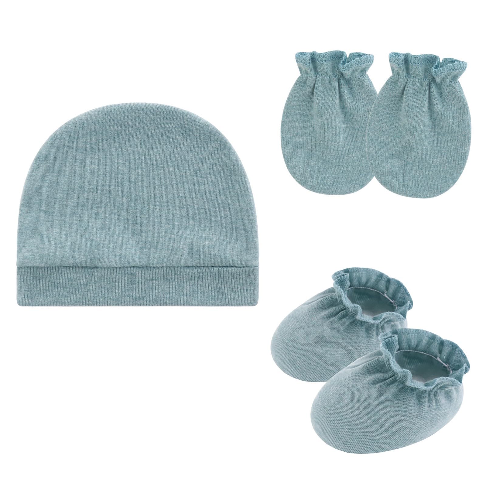 KMGDM Newborns Baby Scratch Proof Mittens Booties and Bonnet Hat Soft Cotton Headwear Breathable Design for Infant Protections Newborns Hat