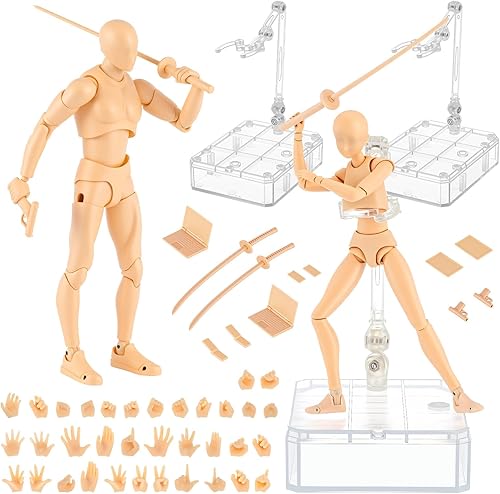 Yookeer Conjunto de cuerpo, figuras de acción de dibujo, muñeca de dibujo de PVC femenina y masculina, modelo humano, maniquí, figuras de maniquí