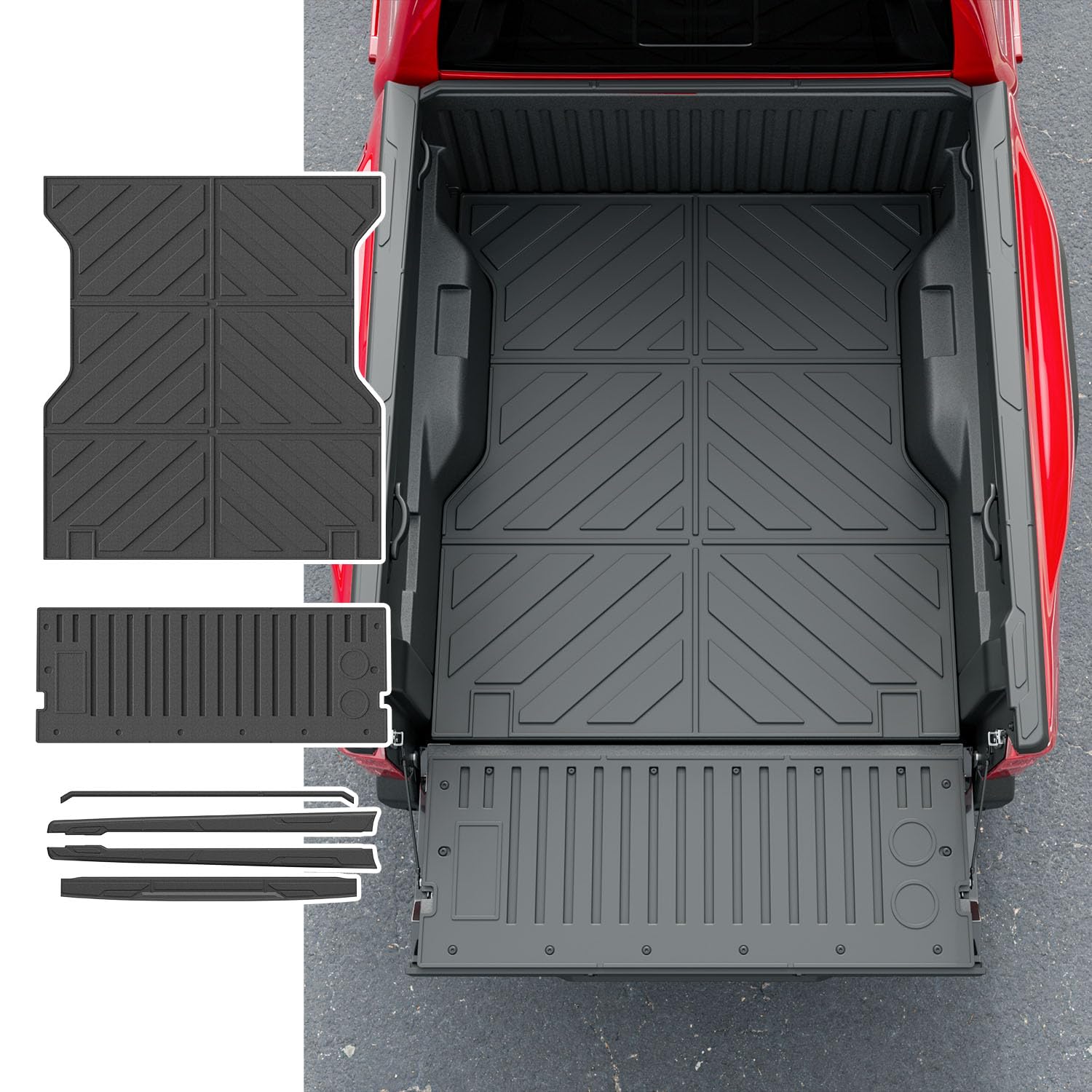 5FT Truck Bed Rail Cap Compatible with 2024 2025 Toyota Tacoma Truck Bed Mat Tailgate Rail Protectors Tailgate Mat Replacement for 2024 2025 Toyota Tacoma Accessories