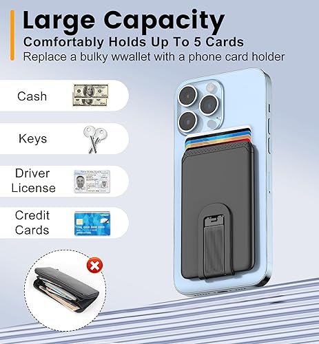 Miniatura 2 de SHANSHUI Soporte para tarjetas de teléfono, soporte ultra delgado de silicona para tarjetas de crédito de negocios, soporte de identificación para