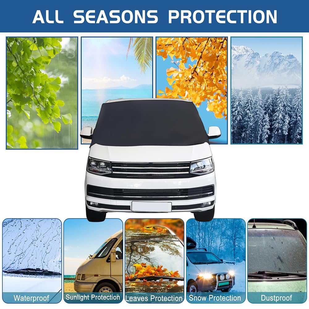Oscurante Termico per Camper e Furgone Camperizzato per Toyota Proace City Verso (2019-2025 2026), Copertura Parabrezza e Vetri Laterali, Tutte Le Stagioni, Protezione Gelo, Neve e UV,Black