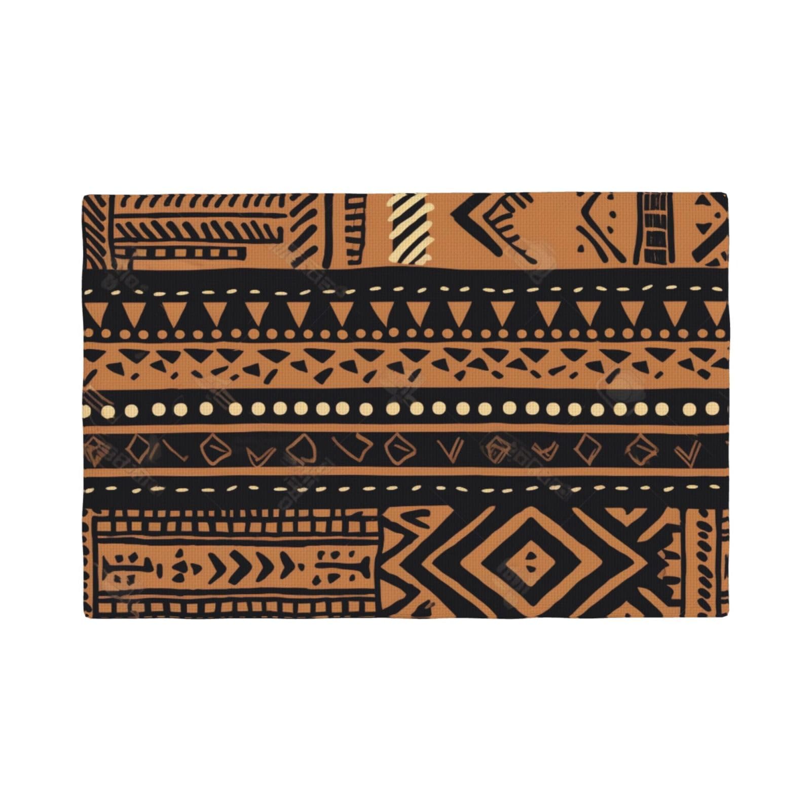 Set de table africain lavable en tissu éponge et faux lin tribal 45x30cm x6