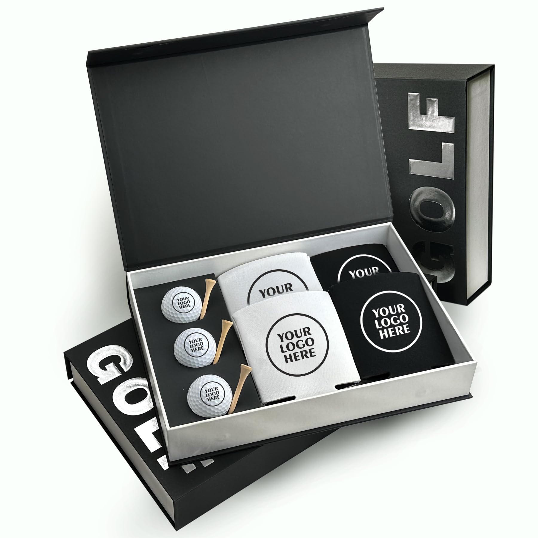 Custom Golf Balls, Golf Gifts for Men Women, Golf Balls Bulk with Custom Can Coolers, Golf Clubs Corporate Gifts for Employees, Promotional Items with Your Logo, Swing Master Mens Golf Accessories