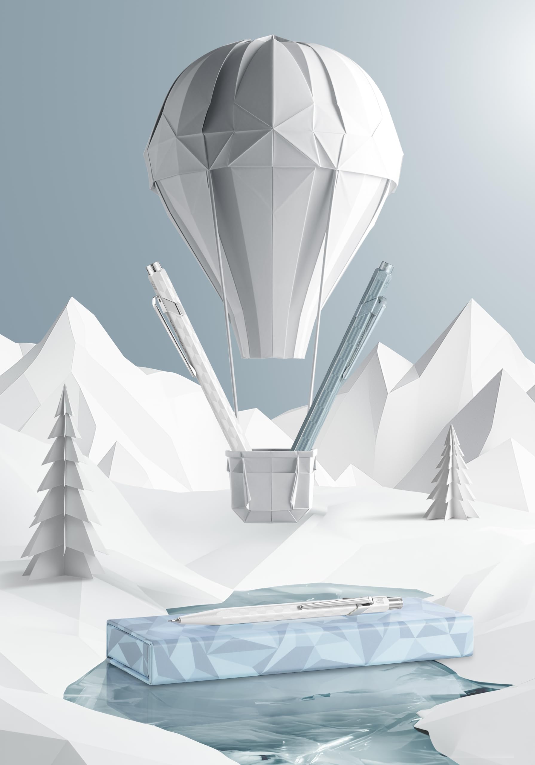 Caran d’Ache Kugelschreiber 849™ Alpine Frost Blau – Sechskant-Aluminium, Goliath-Medium Mine, Frostinspirierte Edition, Premium-Geschenkverpackung, Swiss Made