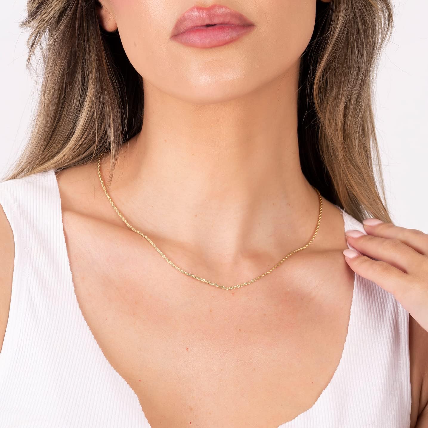 Barzel 18K Gold Plated Rope Chain Necklace - Made In Brazil - Image 2