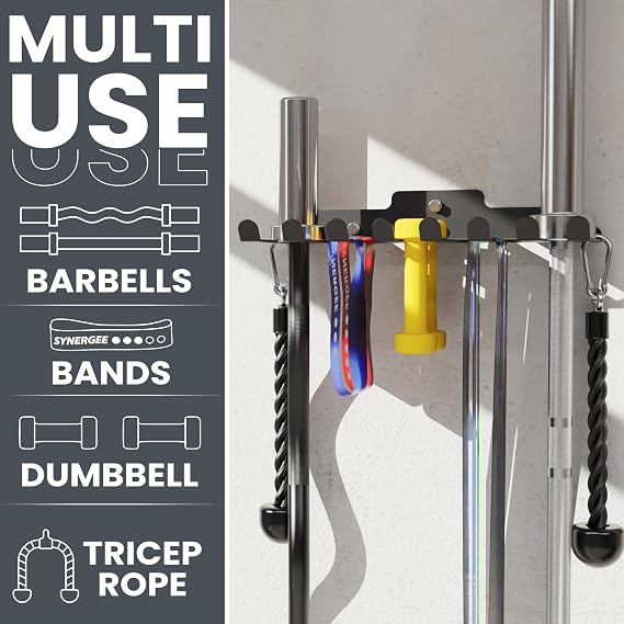 Synergee Wall Mounted Barbell Holder Heavy Duty Gym Accessory Rack