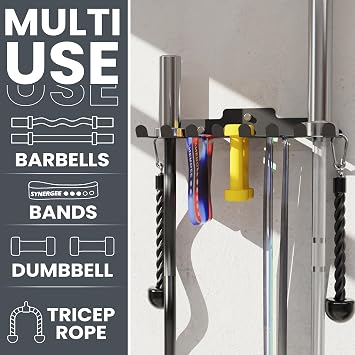 Synergee Wall Mounted Barbell Holder Heavy Duty Gym Accessory Rack