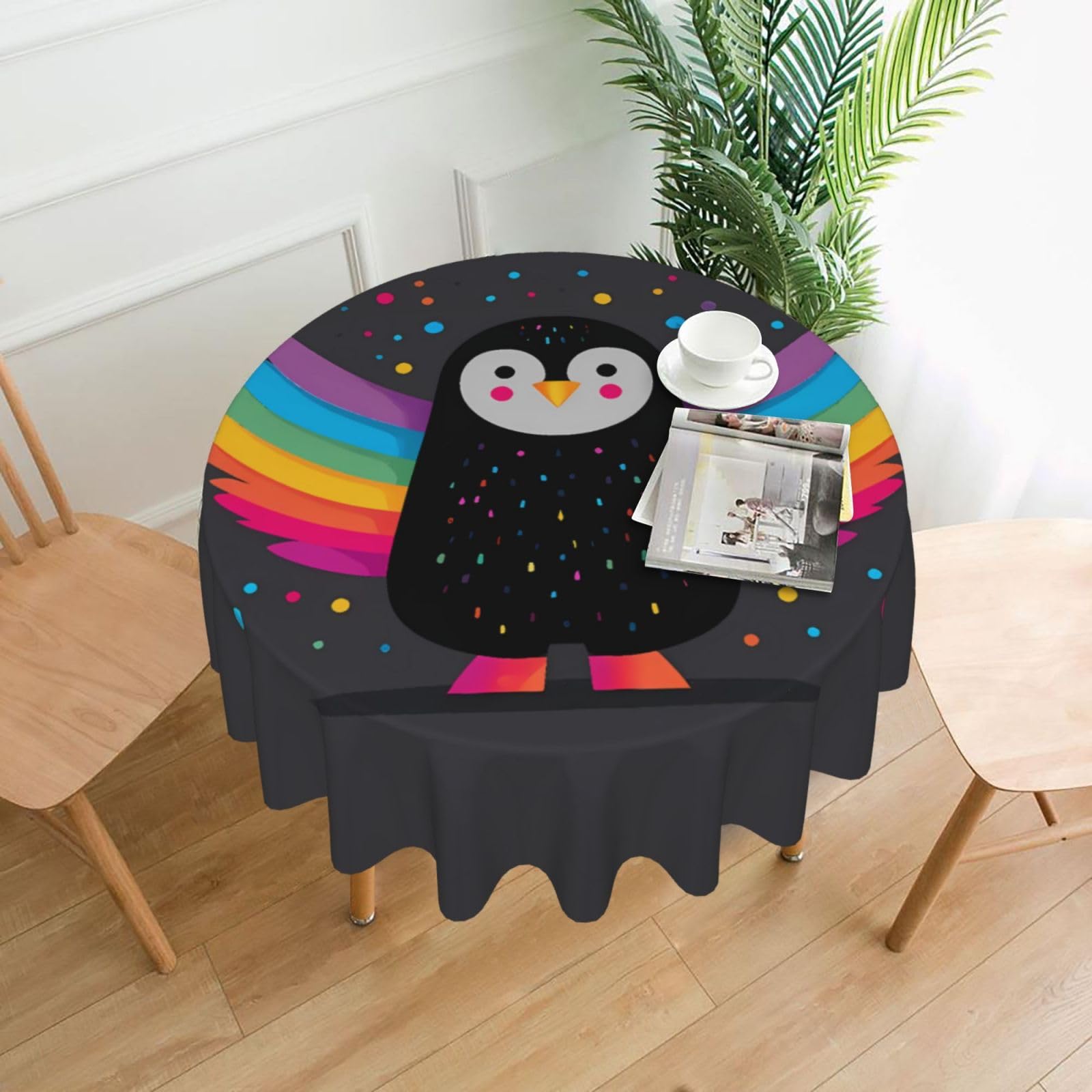 MROWYC Rainbow spots Printed Practical Round Tablecloth, Durable, Suitable for Home, Restaurant, Hotel, Gathering, and Decorative Table Covers