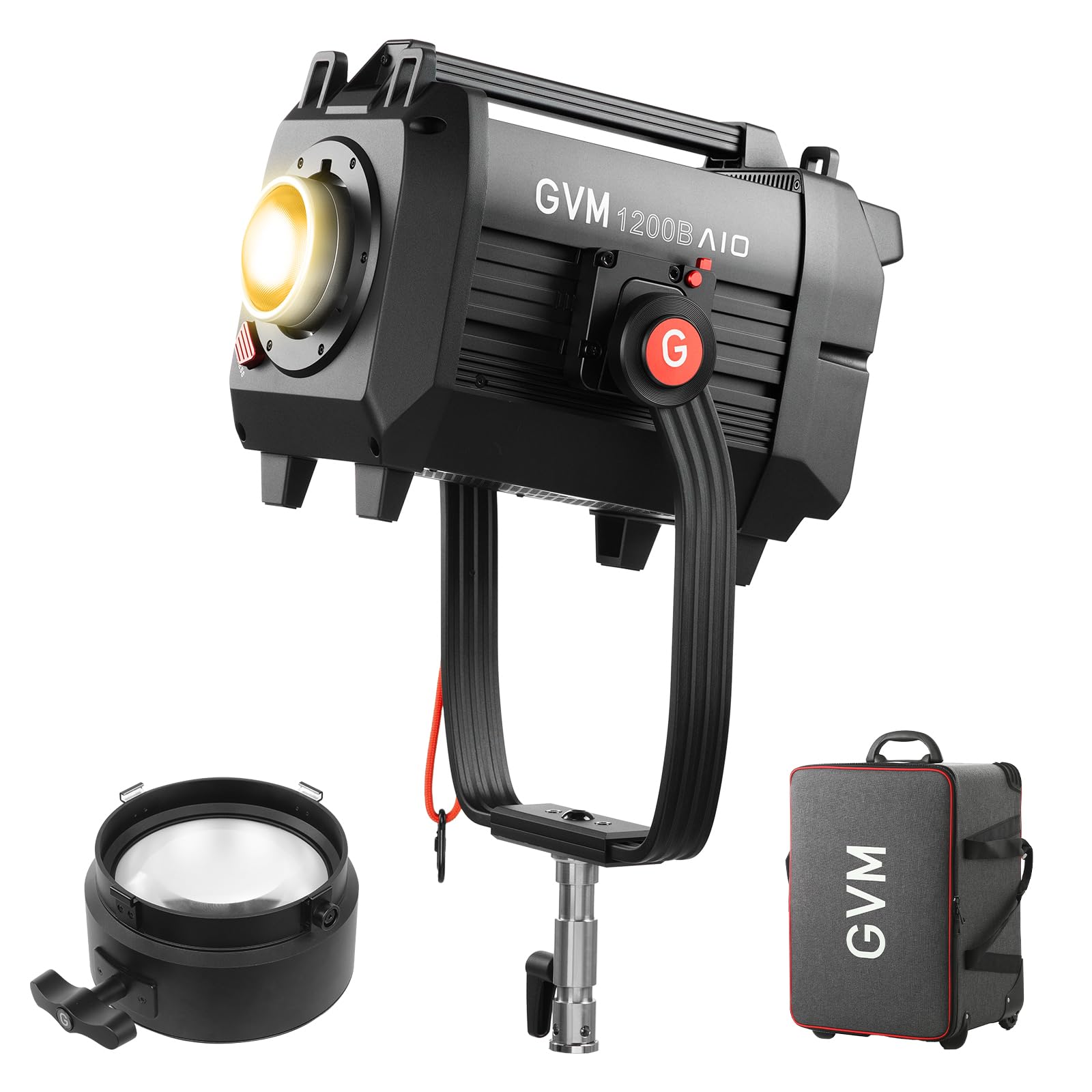 GVM 1200B AIO LED Video Light + 3X Optical Intensifier, 1200W Photography Lighting, 42800lux lux, Triple Brightness with Intensifier, 2700K-6800K, Bluetooth Control for Filmmaking Live Broadcast