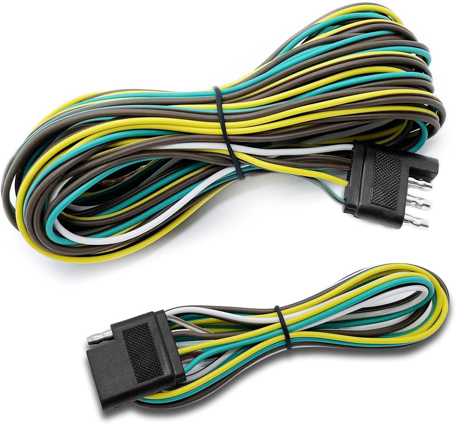 LIMICAR Trailer Wiring Harness Kit, 25ft Trailer Wire with 4 Flat Extension Connector, 4 Pin Flat Wishbond Wiring Light Kit for Utility Boat