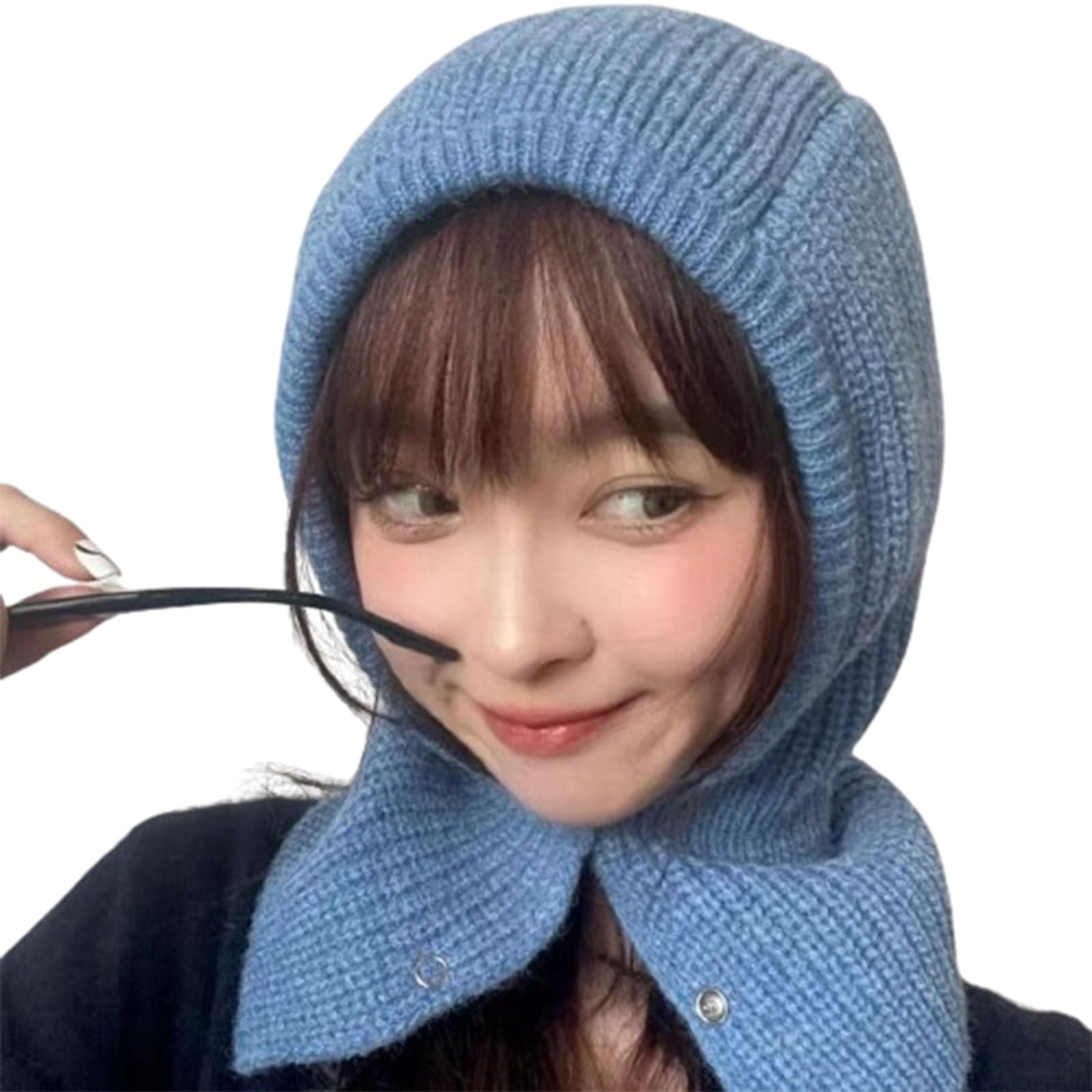 Cagoule, Capuche intégrée, Chapeau tricoté de Couleur Unie, écharpe d'automne et d'hiver, Chapeau à Double Usage pour Hommes et Femmes (Gray A)