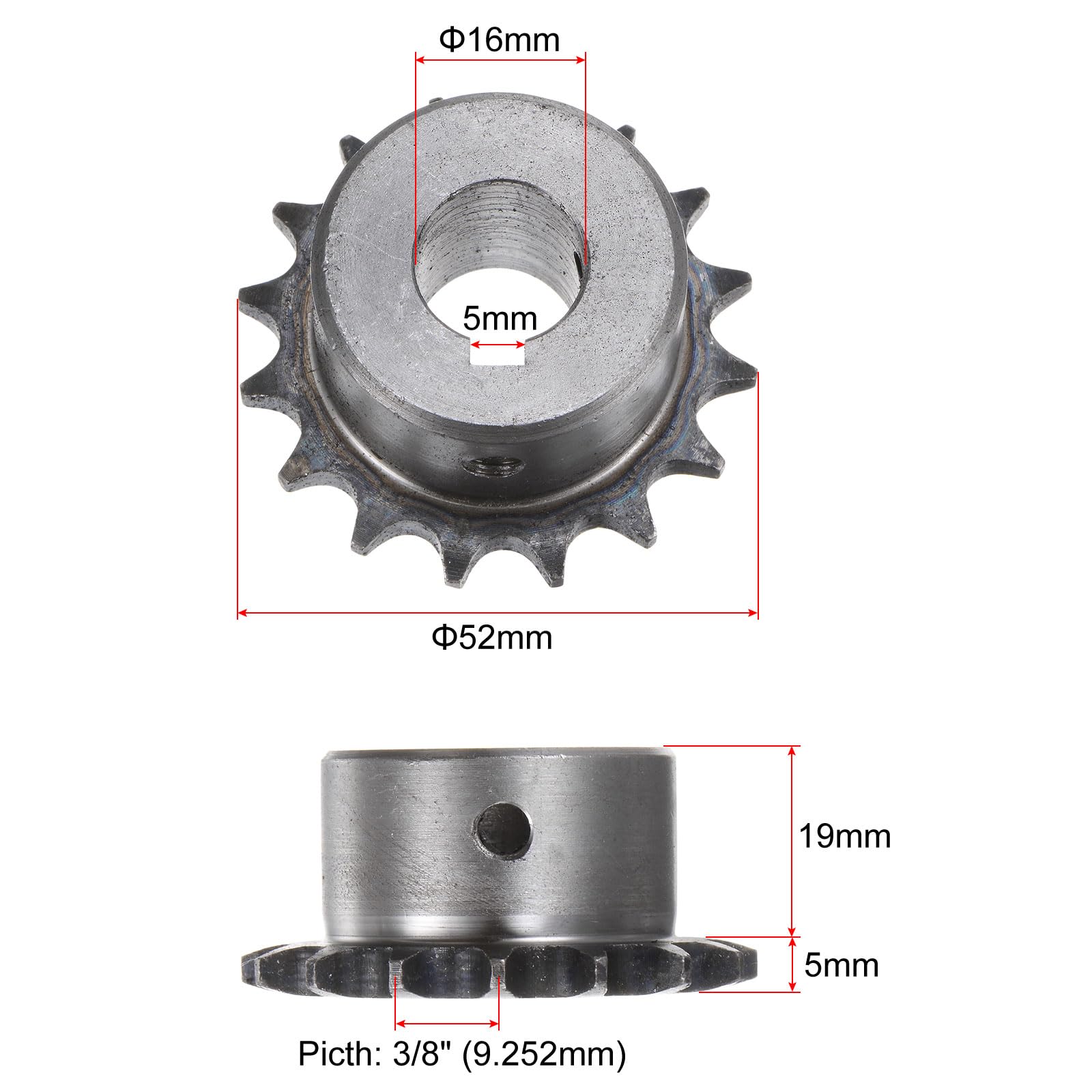 485系do32 uxcell 2pcs ISO/DIN 06B-1 Roller Chain Sprocket B Type 16mm