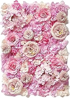 Panel de pared de flores artificiales de seda, telón de fondo floral para bodas, fiestas, color morado y rosa