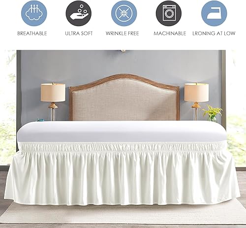 Vista 36 de FreshCulture Falda de cama King, con volantes antipolvo para cama de tamaño King, fácil ajuste con caída a medida de 15 pulgadas, falda de cama
