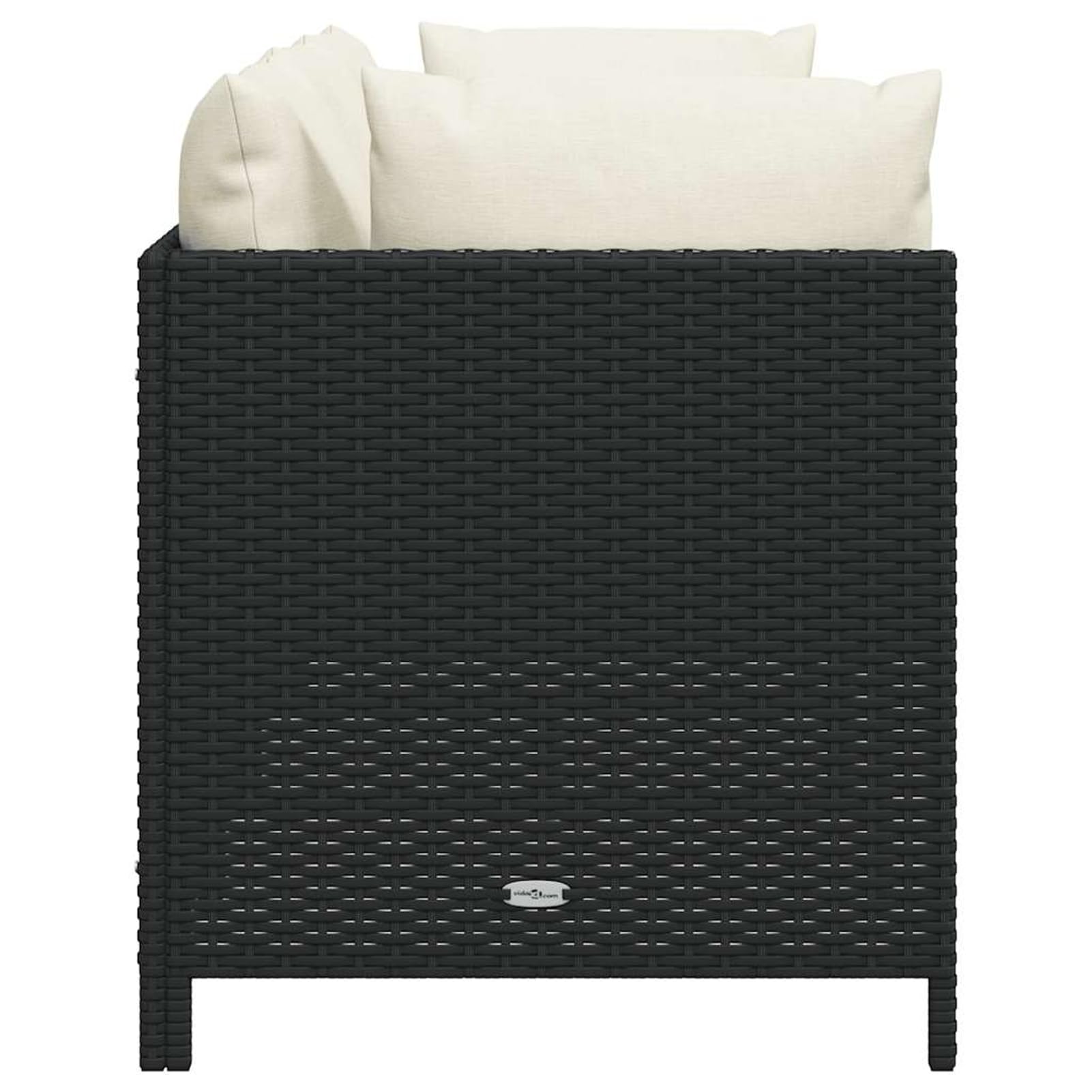Gecheer Divano da giardino, 3 posti con cuscini in polyrattan nero, per esterni
