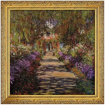 Amazon Co Jp クロード モネ 油絵風景画 複製画 インテリア アートパネル モダンアート 壁掛け絵画 現代 壁飾り 壁アート ソファの背景絵画 フレーム ジヴェルニー モネ ガーデンの小径 30x30cm 12 X12 B ゴールド4 ホーム キッチン