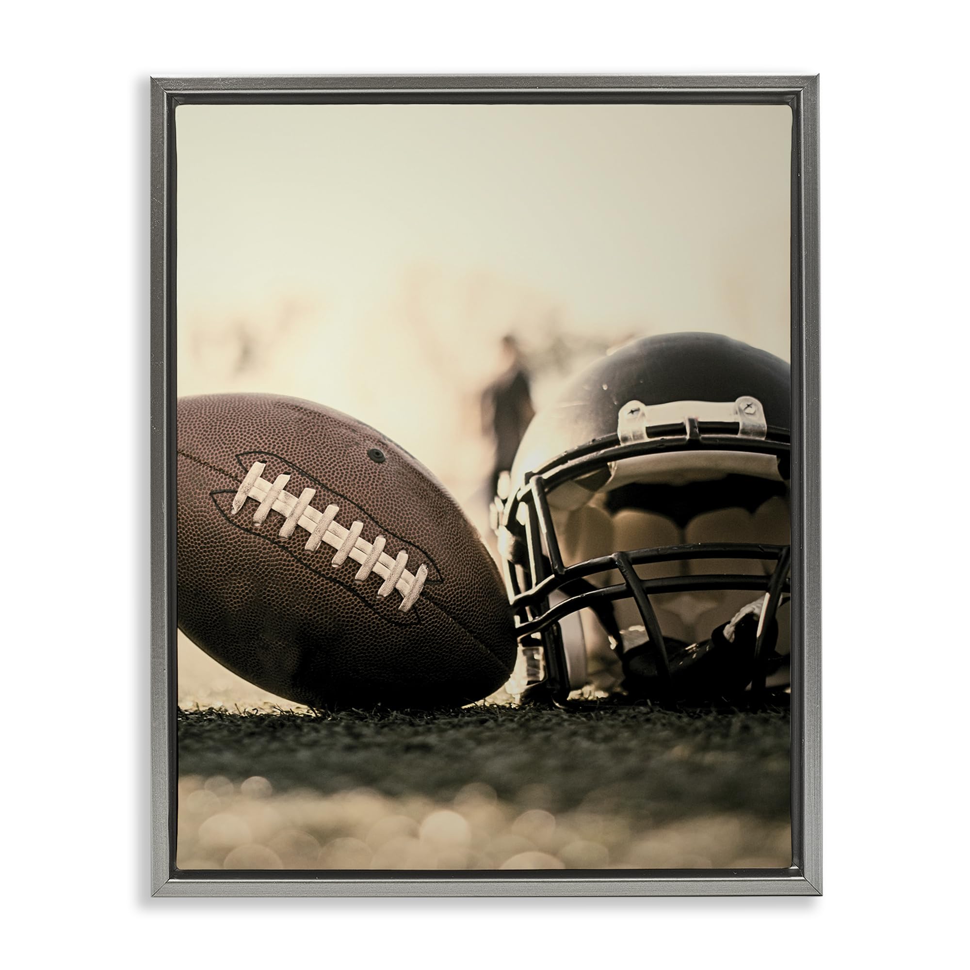 Stupell Industries Luster Gray (Matte) 'Football Stand Alone', Floating Frame Canvas Art, Gray, 25 X 31 Inches, Easy To Hang And Sturdy, Made In Usa, By Jesse Keith