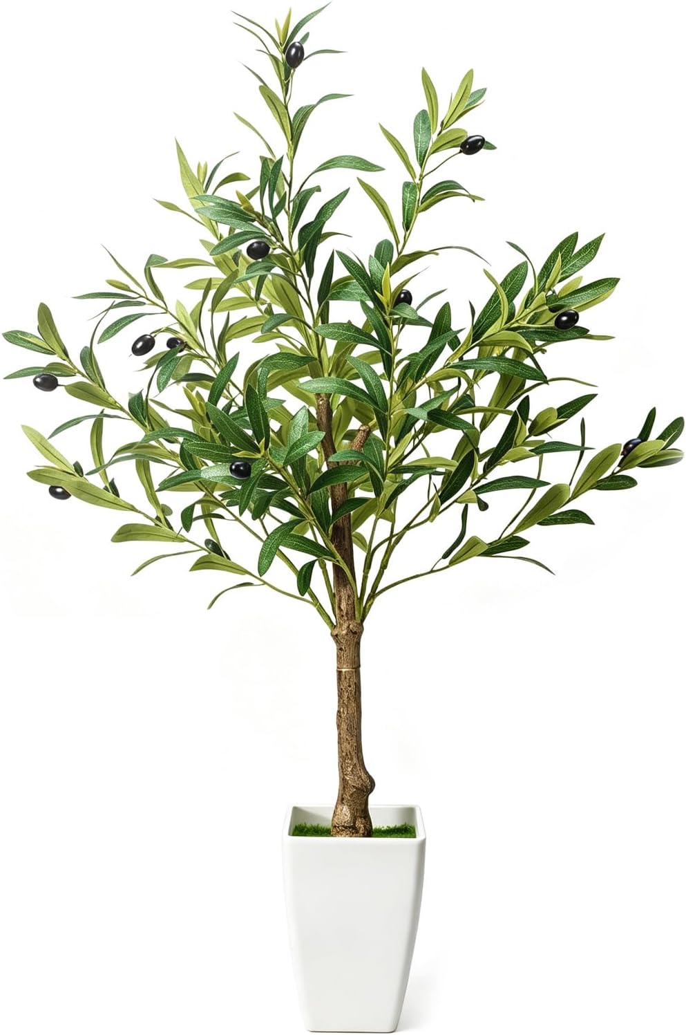 3ft Faux Olive Tree with Planter, Artificial Olive Tree Indoor | Realistic Natural Trunk Lifelike Fruits Small Fake Plant Trees Home Office Decor