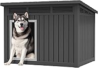 Vista 10 de Fancyango Casa para perros para uso en interiores y exteriores, techo resistente a la intemperie y suelo extraíble, se adapta a perros pequeños a