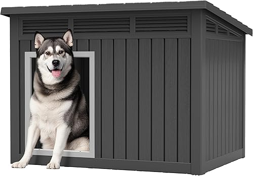 Miniatura 11 de Fancyango Casa grande para perros para interiores y exteriores, resistente a la intemperie y techo extraíble, se adapta a perros pequeños a grandes