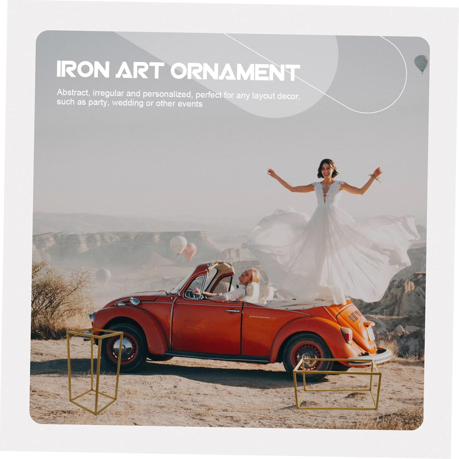 1pc Iron Art Geometric Rectangular Frame for Wedding Decor Unique Home Decoration and Flower Arrangement Stand Removable Gold Wedding Stage Prop