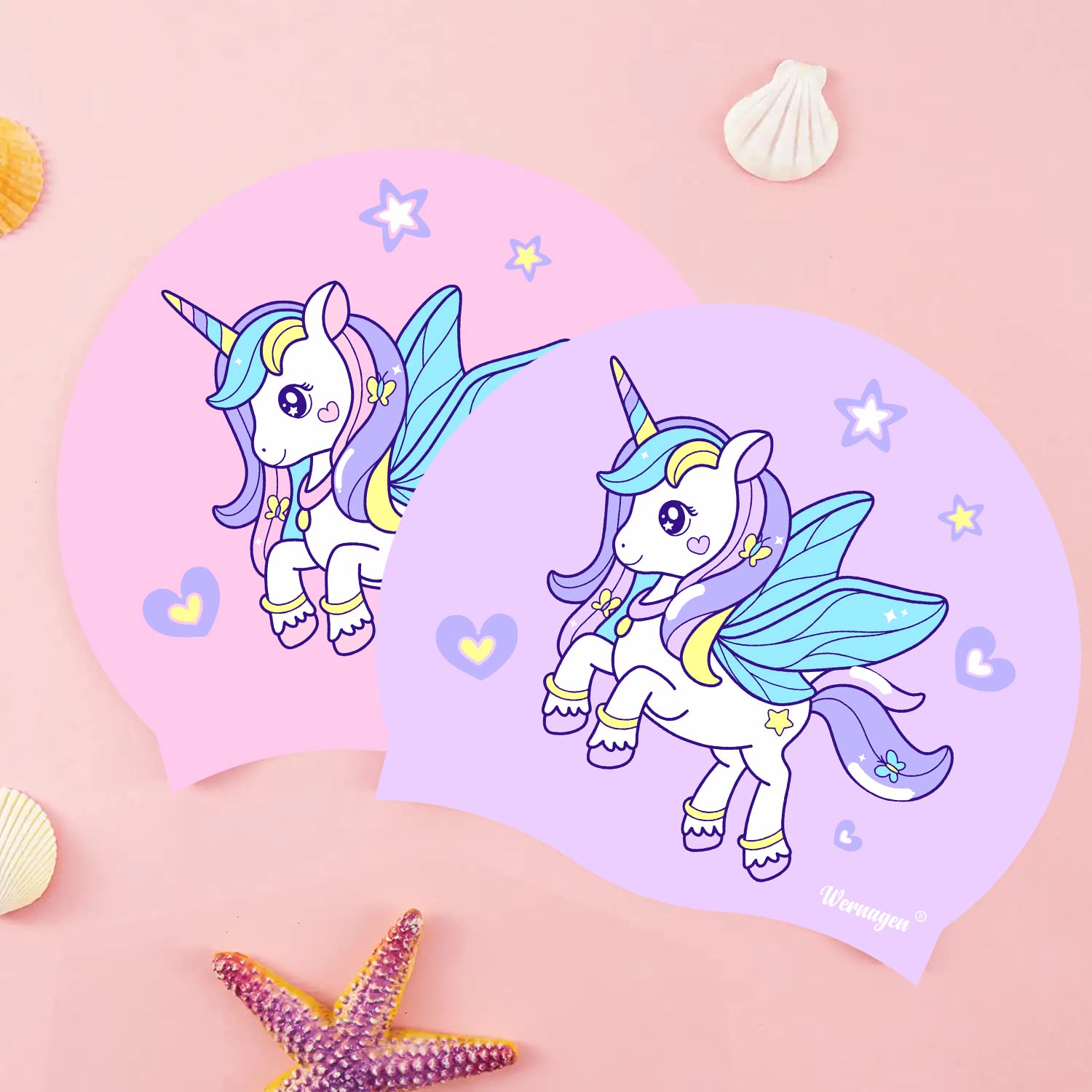 2-tlg. Kinder Schwimm-Set Mit Brille & Badekappe - Cartoon Meerjungfrau Design