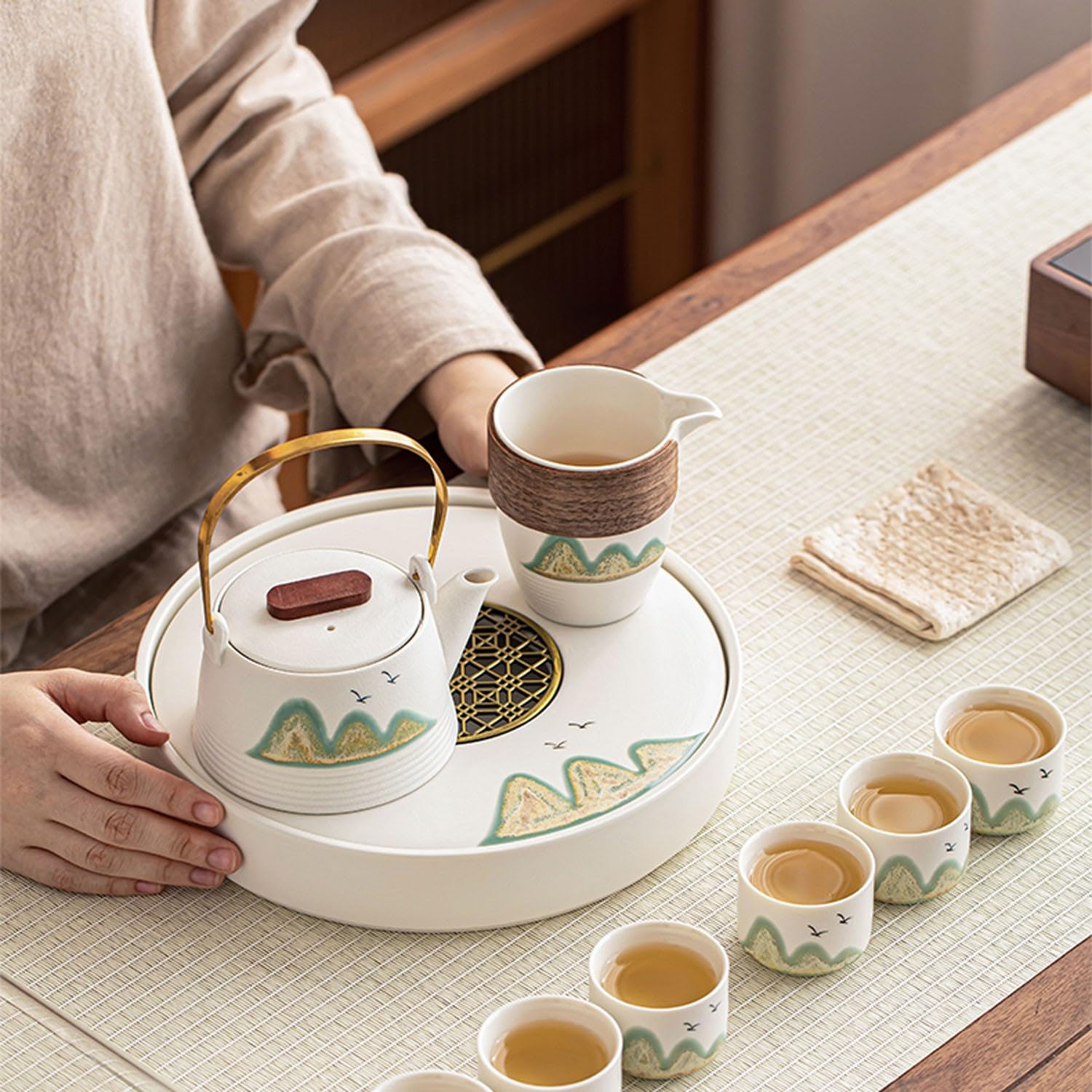Tee-Set, Teetassen-Set, Tee-Set, Keramik-Kung-Fu-Tee-Set, Haushalts-Teekanne und Tasse, Geschenkbox Beauty Comes