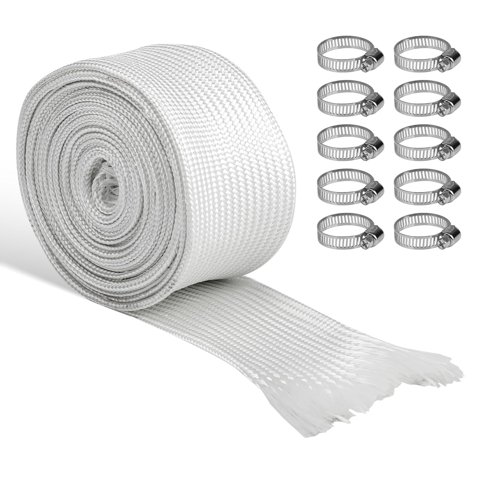 300cm Abgasschlauch Für Stromerzeuger,25mm Hitzebeständiger Standheizung Schlauch,High TEMP Fiberglass Sleeving für Notstromaggregat Abgasrohr Standheizung mit 10 Clips,Isolierung Hitzeschutzschlauch