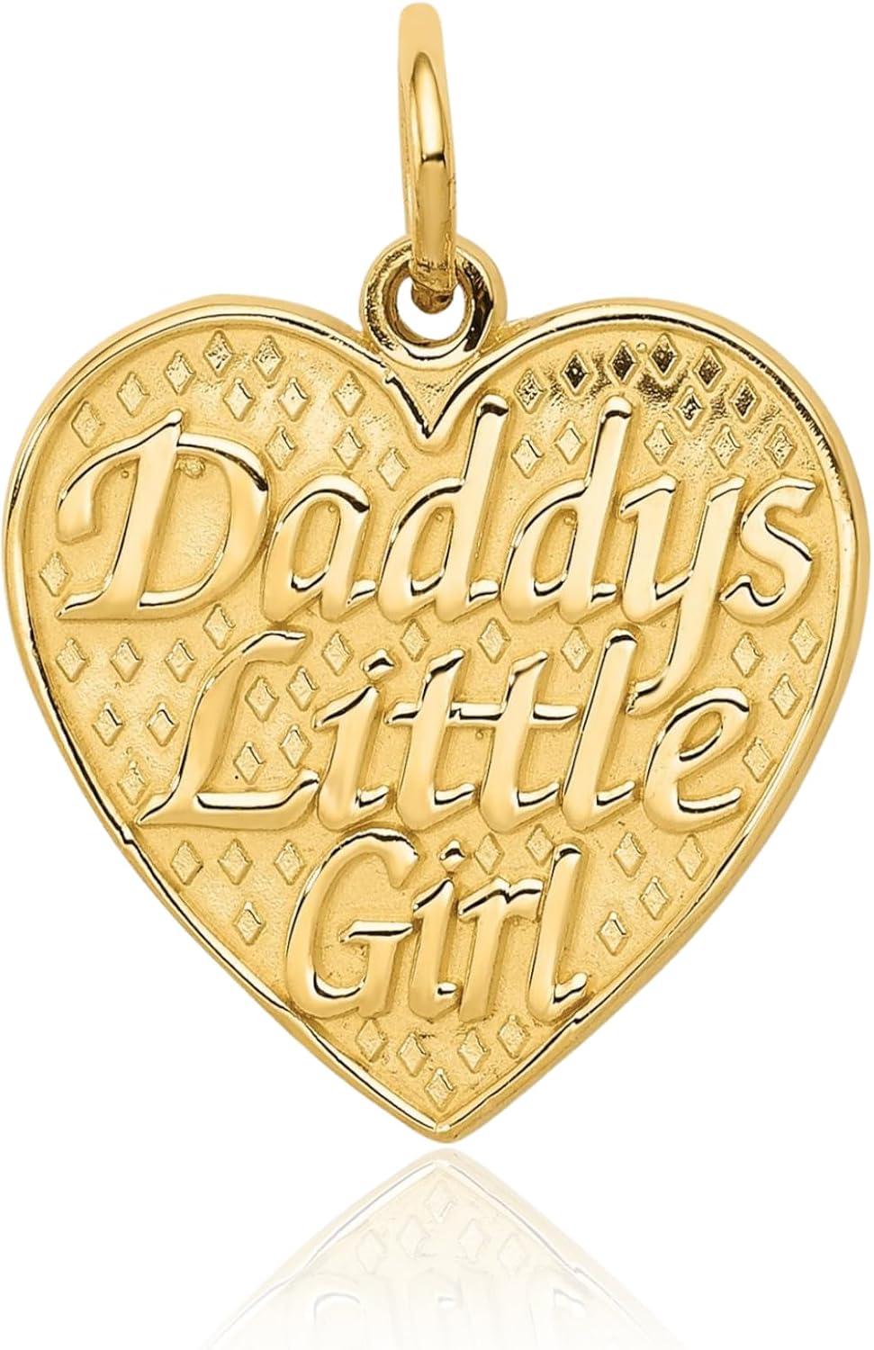 IceCarats 14K Solid Yellow Gold Medium Daddys Little Girl Heart Pendant Necklace 21mm 7/8 inch Polished, Matte For Her