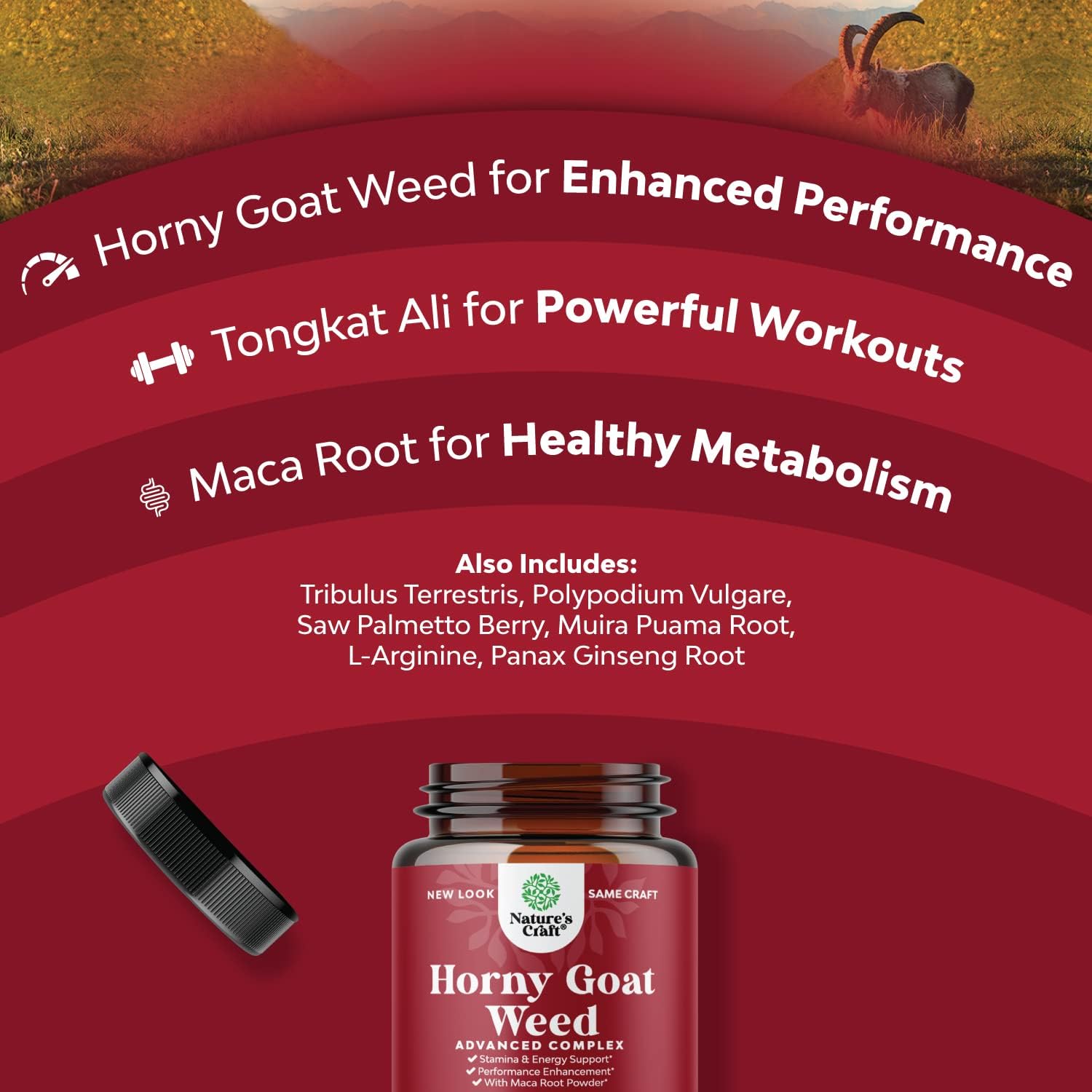 Natures Craft Bundle of Horny Goat Weed Capsules & Nitric Oxide Pills - Extra Strength Horny Goat Weed for Men 1590mg Complex - Energizing Nitric Oxide Supplement for Men : Health & Household