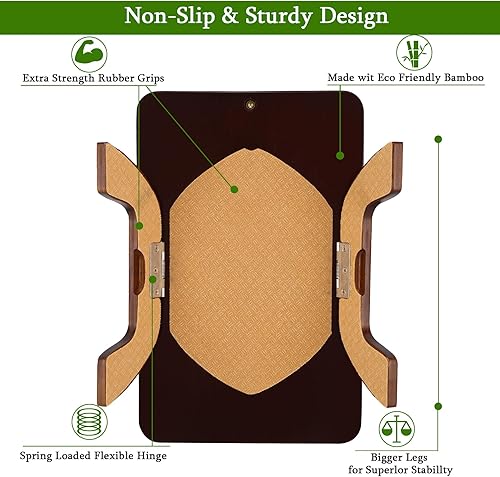 Miniatura 7 de Mesa de brazo para sofá, bandeja con clip para reposabrazos con soporte para teléfono, mesa de sofá para sala de estar y dormitorio (nogal grande,