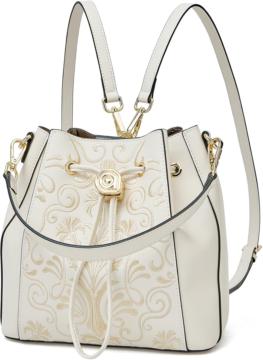 FOXLOVER Fashion Backpack for Women Embroidery Shoulder Handbags Leather Handbags Vintage Purse