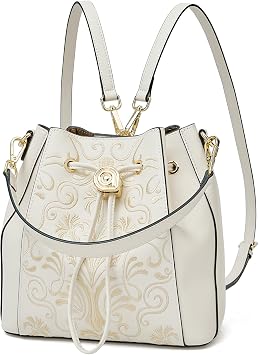 FOXLOVER Fashion Backpack for Women Embroidery Shoulder Handbags Leather Handbags Vintage Purse