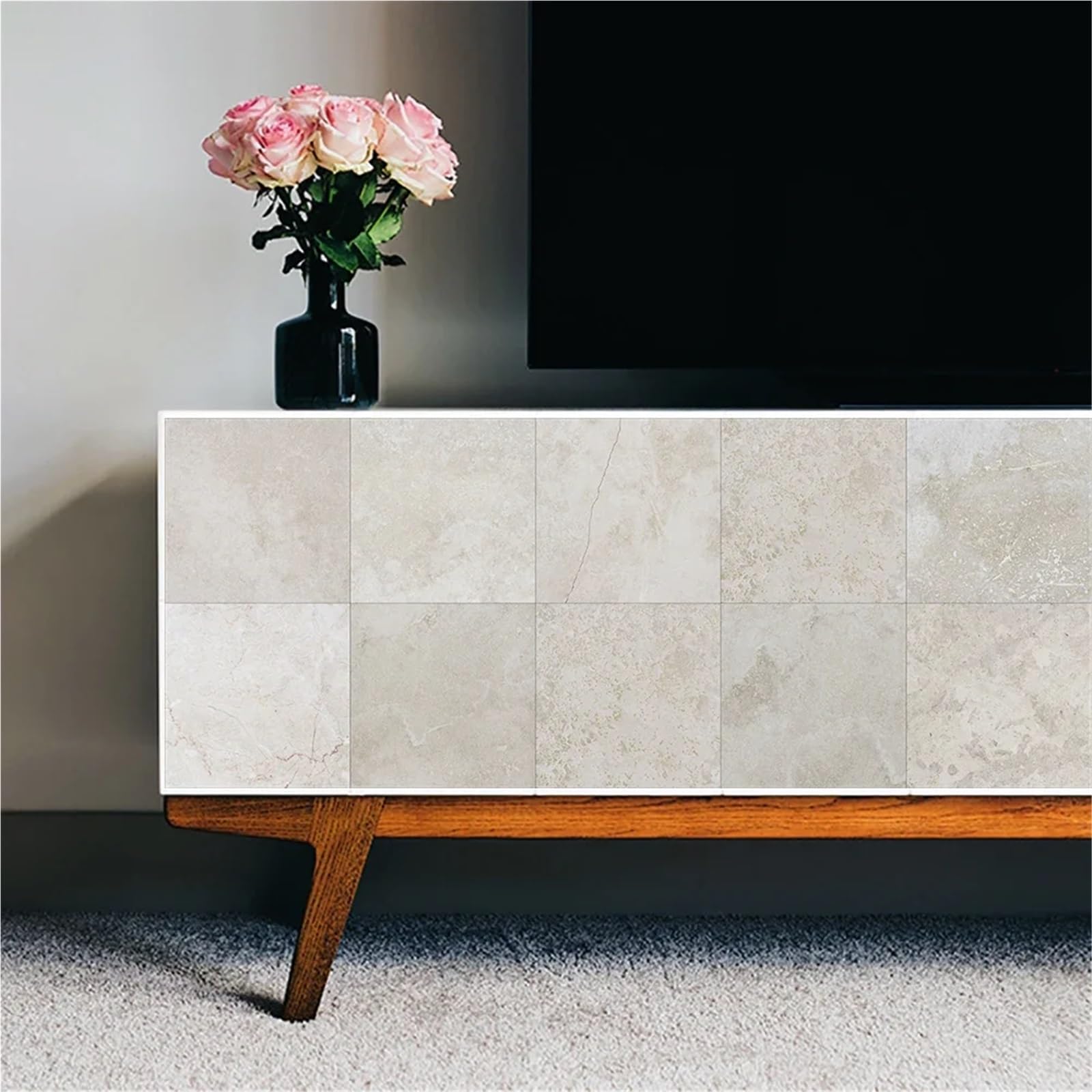 Pavimento Pvc 10 pezzi di piastrelle in marmo grigio for pavimenti, adesivi murali, cucina, bagno, decorazioni for la casa, resistenti all'usura e impermeabili(30cmX30cmX10pcs)