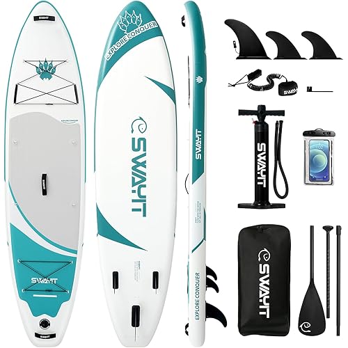 Inflatable Stand Up Paddle Board – Durable SUP for Adults & Youth,33" Wide Blow Up Paddle Board with Paddle, Pump, Backpack,Leash – All Around Stable for All Skill Levels, Carries up to 450 lbs