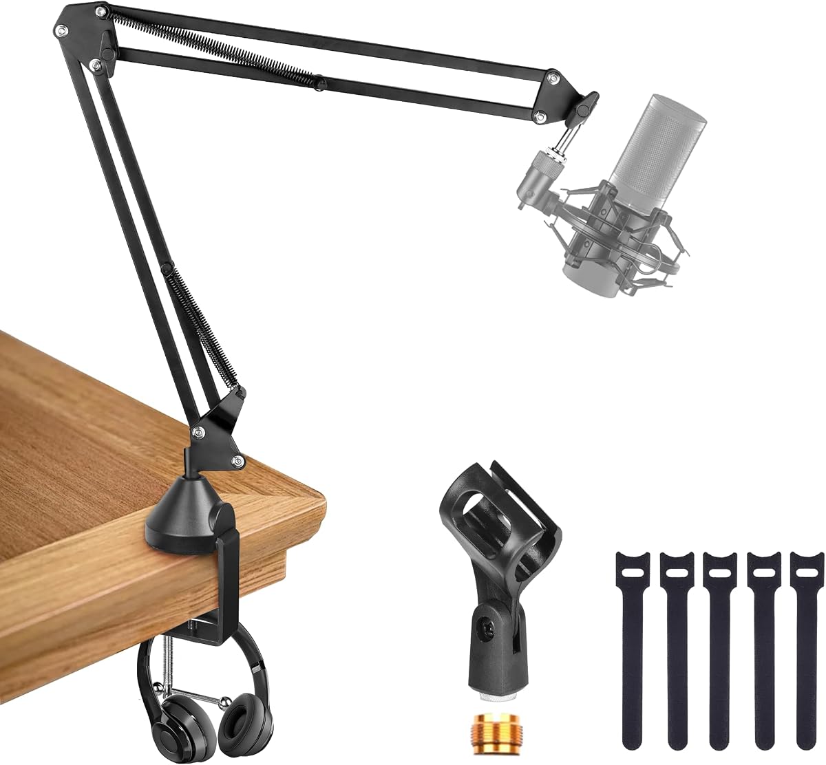Adjustable Microphone Scissor Arm Suspension Boom | Mic Clip & Cable Ties Included, Heavy Duty for Blue Yeti Nano, Snowball Ice, HyperX QuadCast, Recording, Gaming & Streaming