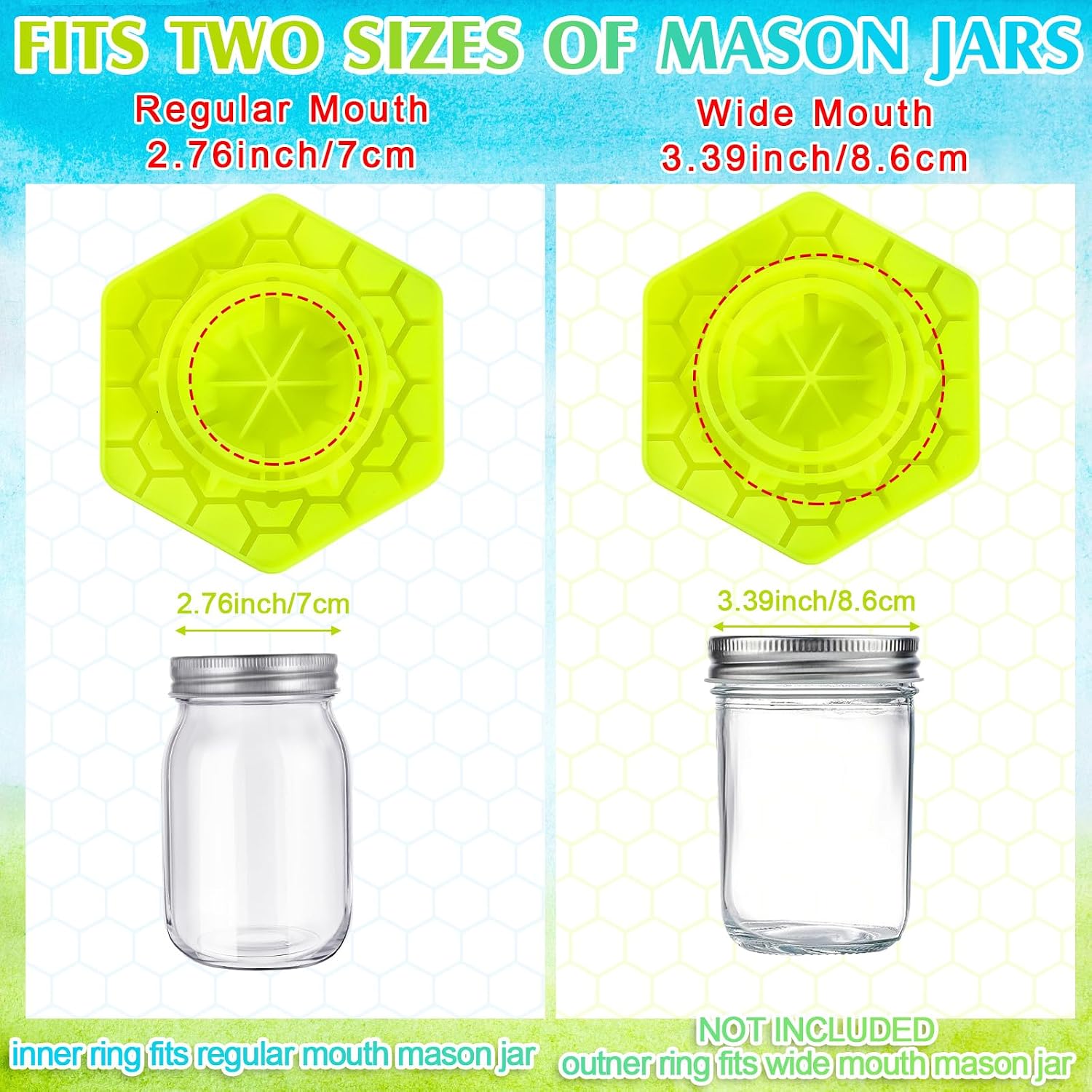 8 Pack Bee Feeder for Mason Jar Bee Watering Station Garden Silicone Sugar Water Feeder Beekeeping Drinking Equipment Tools with Mason Jars for Drinking Water(Yellow,Hexagon) image 4