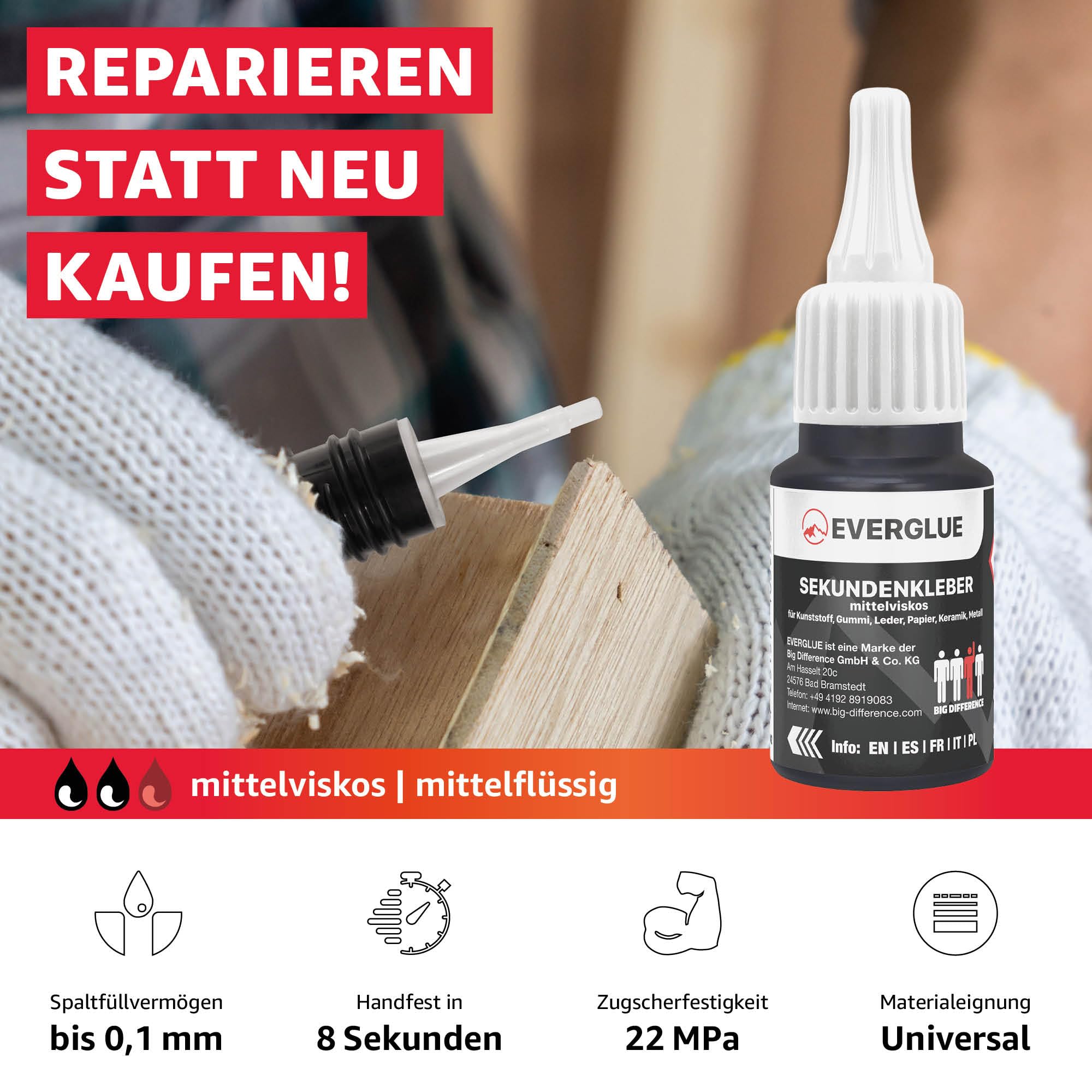 WEKEM Sekundenkleber WK-Gel Kleber für Kunststoffe Gummi und Metall 20g WEKEM Sekundenkleber WK-Gel Kleber für Kunststoffe Gummi und Metall 20g