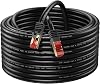 Cat6 Outdoor Ithernet Cable 50ft Outdoor Shielded UV Resistant Waterproof Embedded Network Cord for Ca6/Cat5/Cat5e for Gaming Router LAN TV
