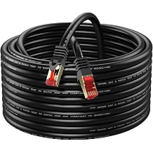 Cat6 Outdoor Ethernet Cable 50ft,Outdoor Shielded Grounded UV Resistant Waterproof Buried-able Network Cord Compatible for Ca6/Cat5/Cat5e,for Game,Router,LAN,TV