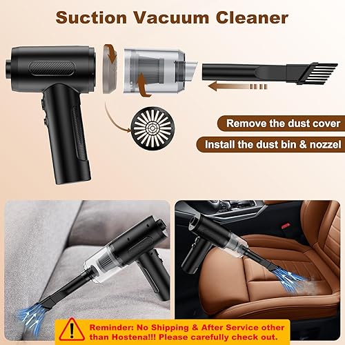 Miniatura 3 de Plumero de aire comprimido 3 en 1 y mini aspiradora y bomba de mano, 3 engranajes ajustables de 100,000 rpm, plumero de aire eléctrico de mano,