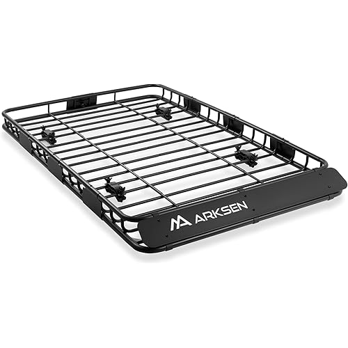 ARKSEN 64 x 39 x 4 Inch Upgrade Universal Roof Rack - 150Lbs Capacity Heavy Duty Rooftop Cargo Carrier with Extension for Car, SUV & Pickup, Durable Steel, Easy Install, Spacious Storage